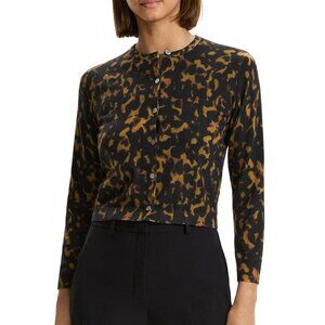 NWT Theory Tortoise Pattern Merino Wool Cardigan, M